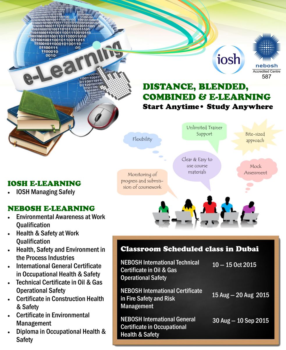 E-learning and Dubai Course dates flyer
